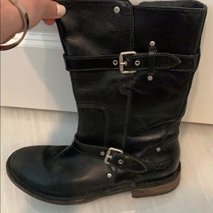 Black Ugg motorcycle boots.